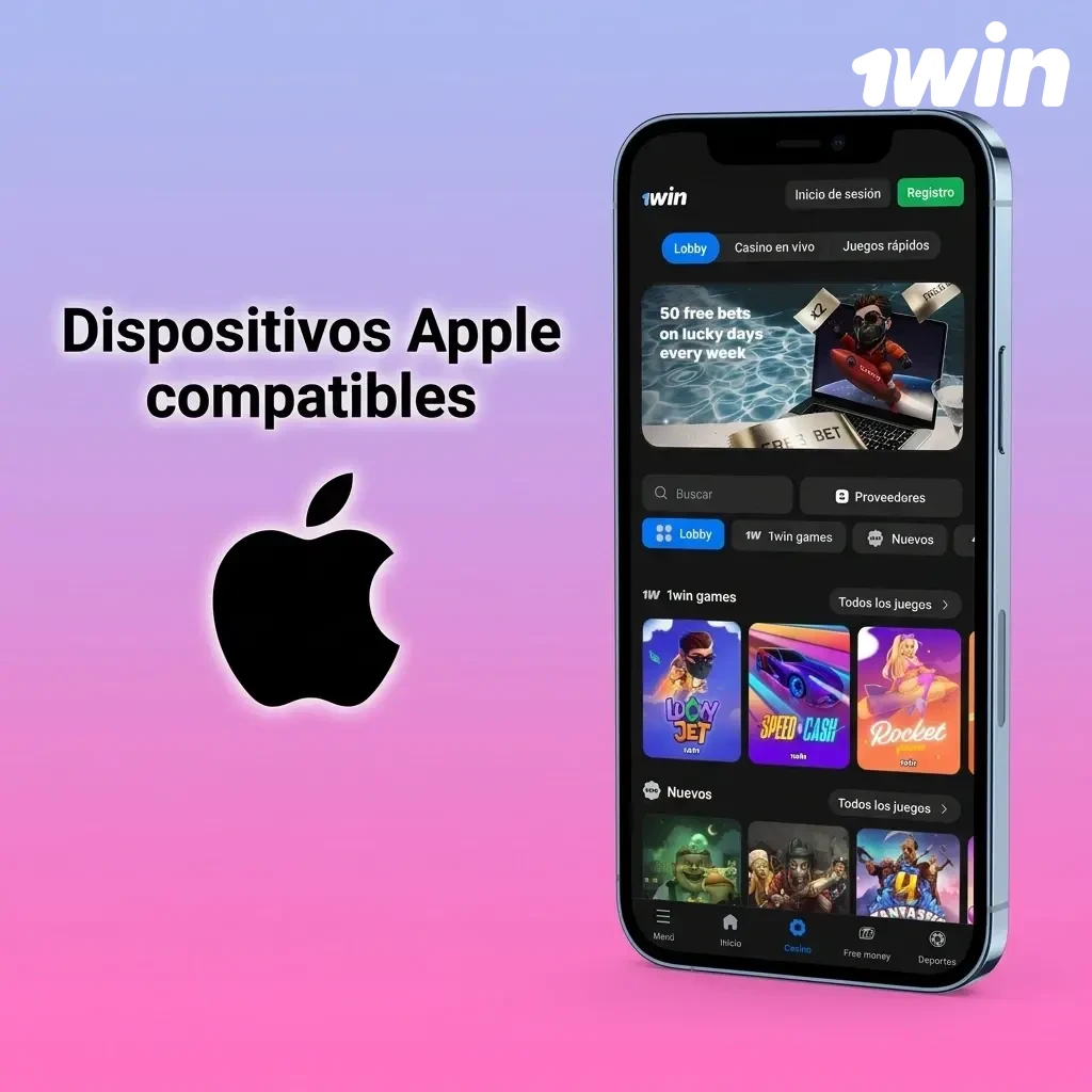 Dispositivos Apple compatibles con la PWA de 1win: iPhone SE, 11, 12, 13, 14, 15 e iPad con iOS 12 o superior