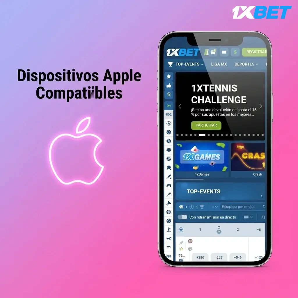 Lista de dispositivos Apple compatibles con iOS 12 o superior para usar la app de 1xbet y jugar Sugar Rush sin restricciones.