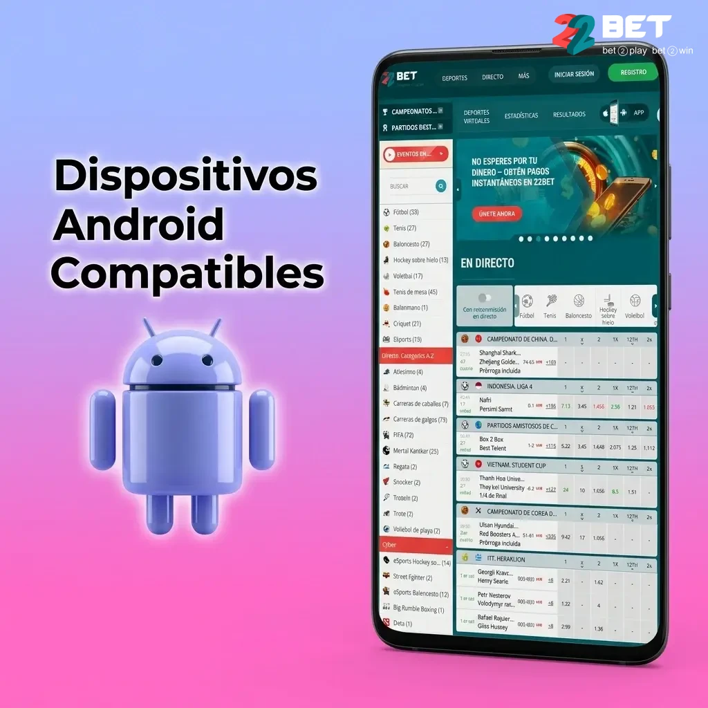 Dispositivos Android compatibles con Sugar Rush en 22bet: gama baja, media y alta de 2020 a 2025