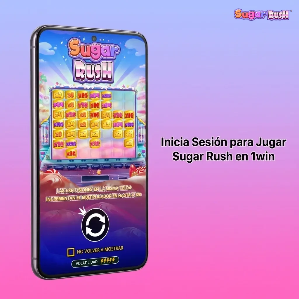 Pantalla de inicio de sesión en 1win para acceder y jugar Sugar Rush en el casino en línea
