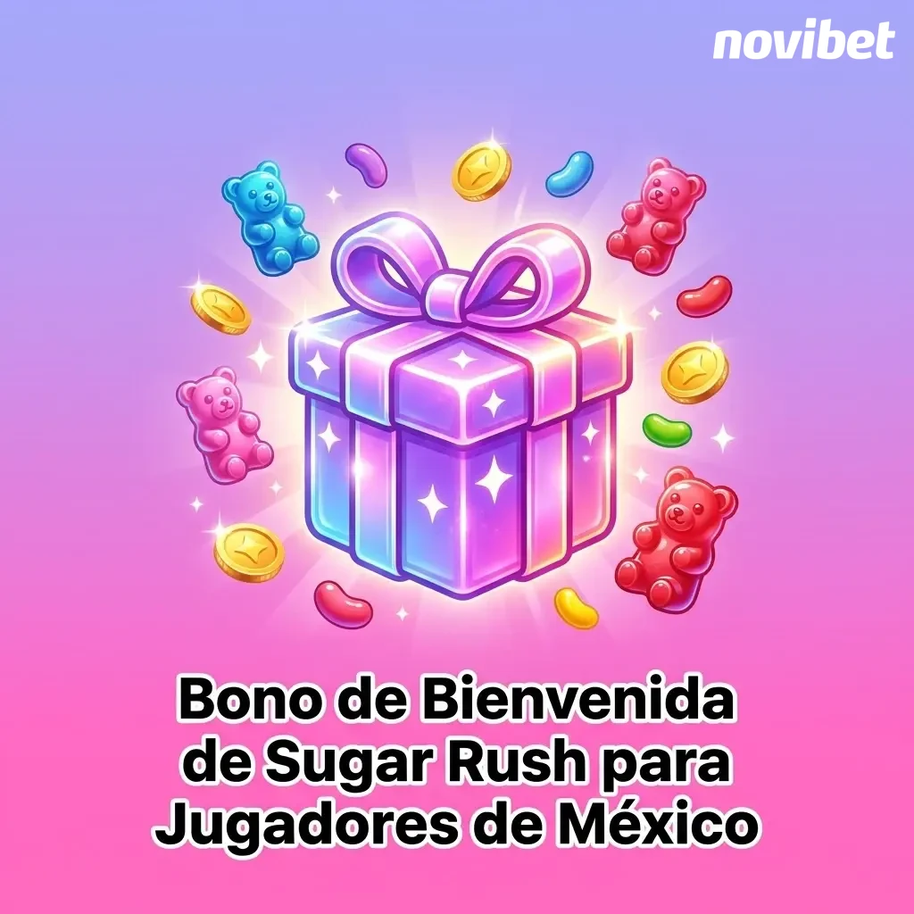 Bono de bienvenida Novibet México: hasta $10,000 MXN y 500 Giros Gratis en Sugar Rush